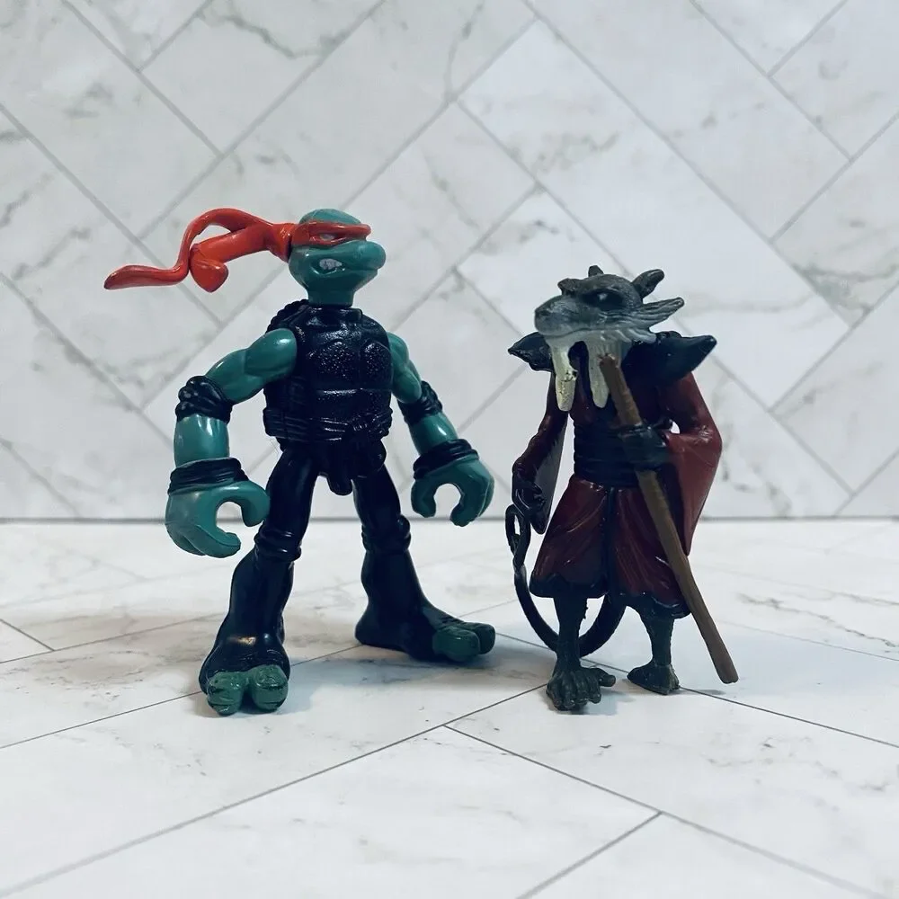Vintage 2007 Splinter & Raphael Mini Mutant Ninja Turtle Action Figures Only